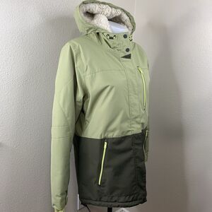 Boulder Gear Women’s Sz L Green Ski Snow Coat Jacket Full Zip Pockets Hooded